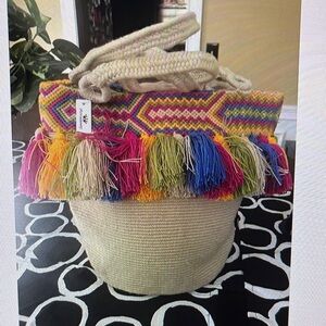 Colorful Wayuu Tote Bag with Fringe